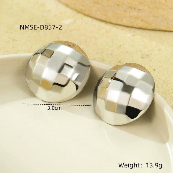 Simple Style Stainless Steel Round Square Electroplated Women's Earrings