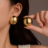 Simple Style Stainless Steel Round Square Electroplated Women's Earrings