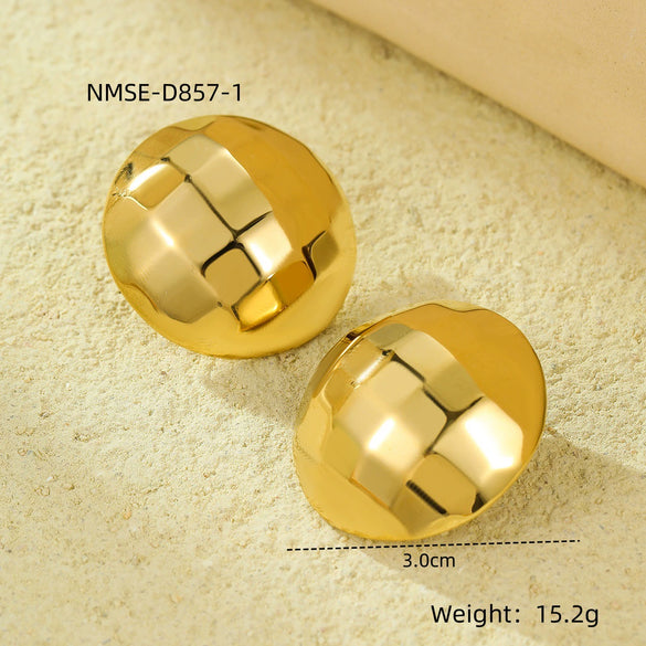 Simple Style Stainless Steel Round Square Electroplated Women's Earrings