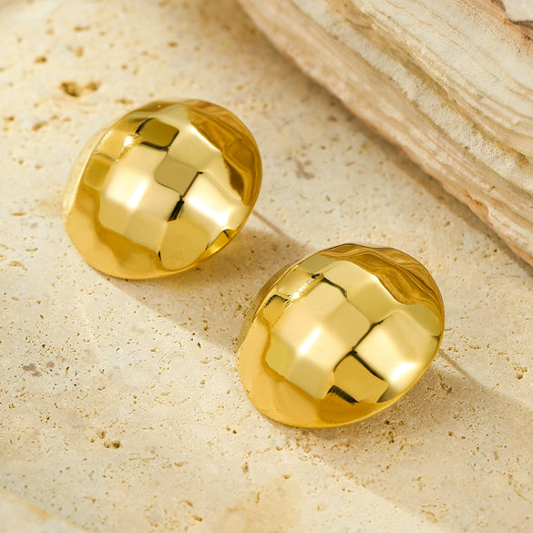 Simple Style Stainless Steel Round Square Electroplated Women's Earrings
