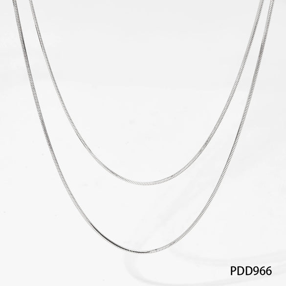 Simple Style Stainless Steel Snake Chain Necklace Pvd Electroplated Gold Square Snake Bone Multi Layer Stacked Geometric Style Sweater Chain For Women