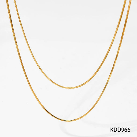 Simple Style Stainless Steel Snake Chain Necklace Pvd Electroplated Gold Square Snake Bone Multi Layer Stacked Geometric Style Sweater Chain For Women