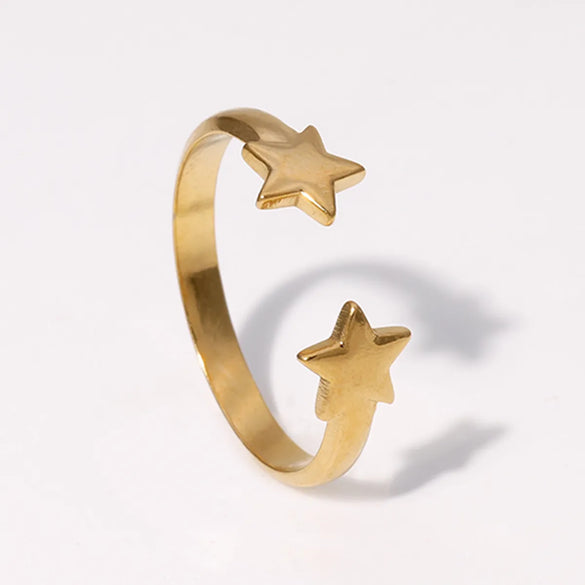 Simple Style Star Stainless Steel Plating Open Rings