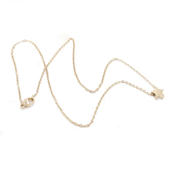 Wholesale Jewelry Simple Style Star Customization Laser Engraving Titanium Steel 18K Gold Plated Plating Necklace Cable Chain