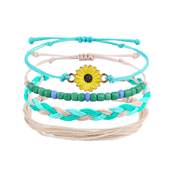 Simple Style Starfish Flower Mixed Materials Braid Women'S Bracelets