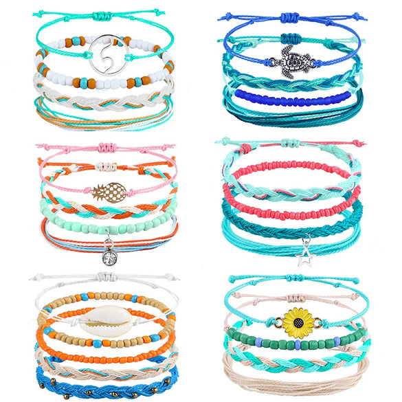 Simple Style Starfish Flower Mixed Materials Braid Women'S Bracelets