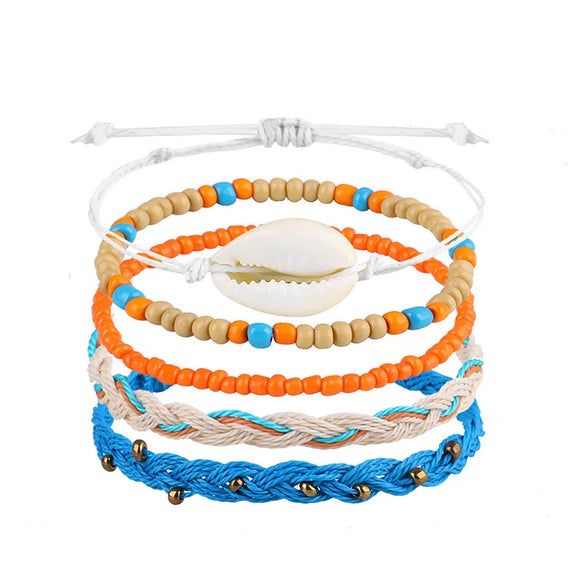 Simple Style Starfish Flower Mixed Materials Braid Women'S Bracelets