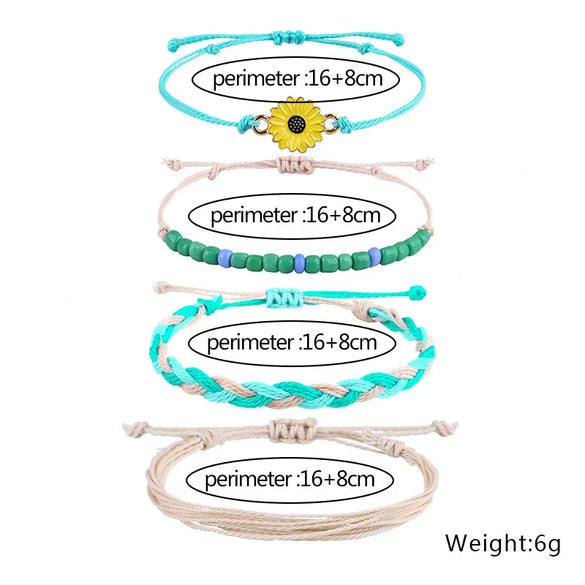 Simple Style Starfish Flower Mixed Materials Braid Women'S Bracelets