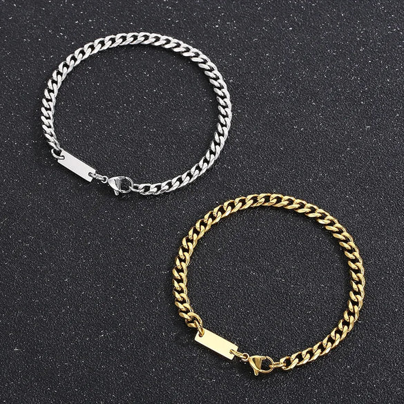 Simple Style Streetwear Geometric Titanium Steel 18K Gold Plated Men'S Bracelets Necklace