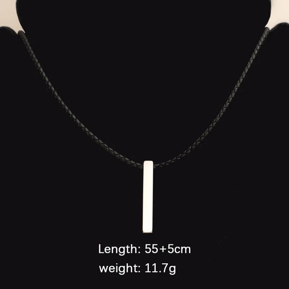 Simple Style Streetwear Customization Laser Engraving Rectangle Stainless Steel Plating 18K Gold Plated Unisex Pendant Necklace Men Pendant Necklaces