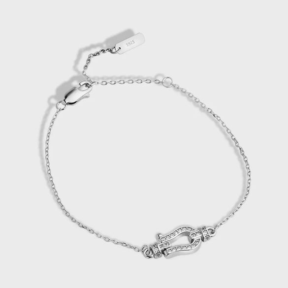 Simple Style Streetwear U Shape Sterling Silver Plating Inlay Zircon Bracelets