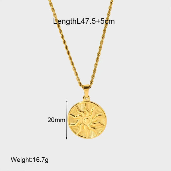 Simple Style Sun Stainless Steel Plating 18k Gold Plated Pendant Necklace