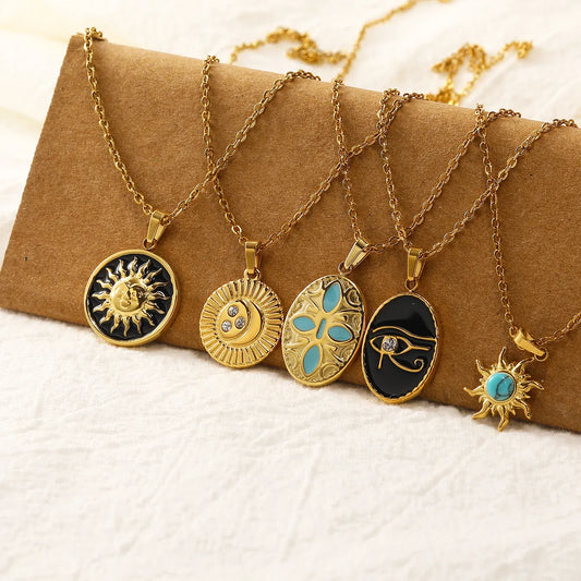 Simple Style Sun Stainless Steel Plating Gold Plated Pendant Necklace
