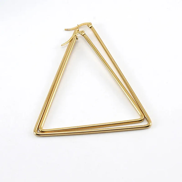 Simple Style Triangle Geometric Stainless Steel Earrings Polishing Stainless Steel Earrings