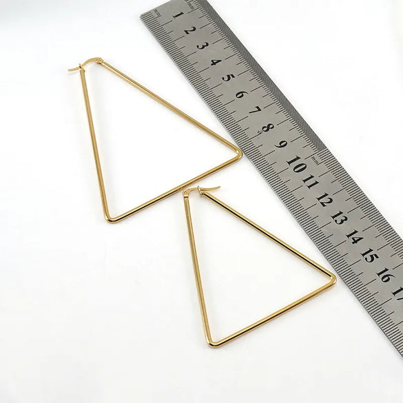 Simple Style Triangle Geometric Stainless Steel Earrings Polishing Stainless Steel Earrings