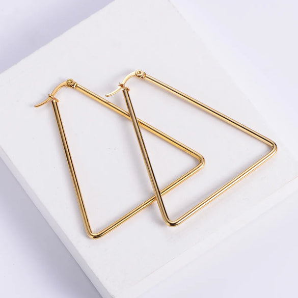 Simple Style Triangle Geometric Stainless Steel Earrings Polishing Stainless Steel Earrings