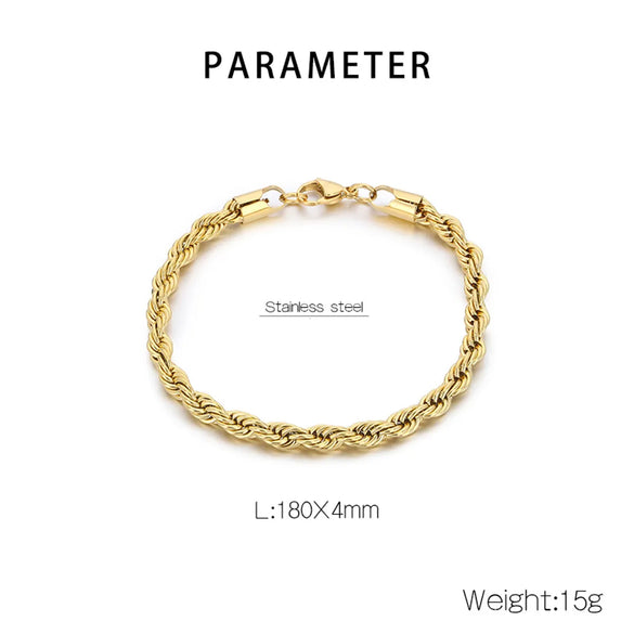 Simple Style Twist 304 Stainless Steel 18K Gold Plated Bracelets In Bulk