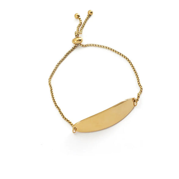 Simple Style U Shape Customization Laser Engraving 304 Stainless Steel 18K Gold Plated Box Chain Bracelets In Bulk