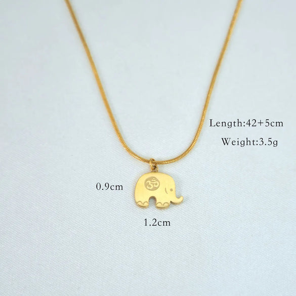 Simple Style V Shape Heart Shape Elephant Zircon Titanium Steel Wholesale Pendant Necklace