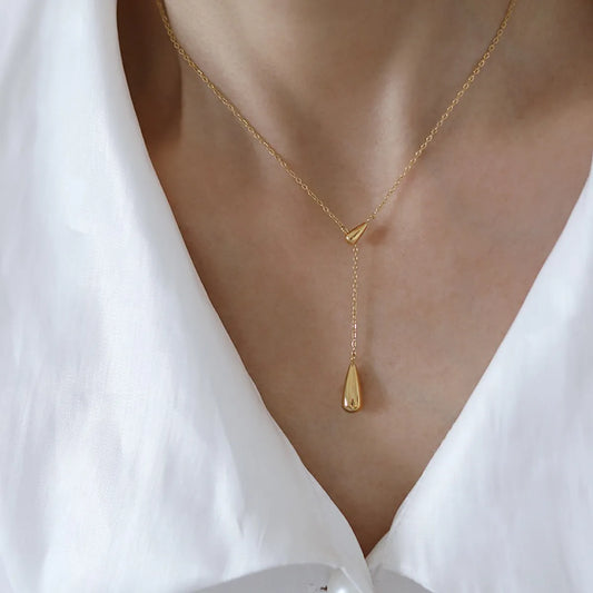 Simple Style Water Droplets Stainless Steel Plating Pendant Necklace