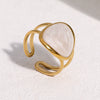 Simple Stylish Open Ring For Women With Geometric Enamel Design Gold Electroplated Stainless Steel Fashion Jewelry