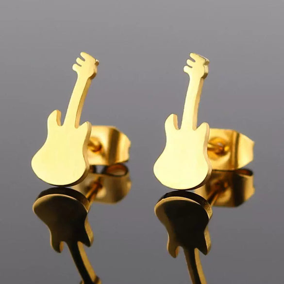 Simple Sweet Violin Jewelry Key Earrings Stainless Steel Jewelry For Wholesale Spot