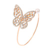 Simple Temperament All Match Hollow Zircon Butterfly Alloy Bracelet With Exaggerated Pearl Crystal Opening And Adjustable Electroplated