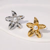 Simple Temperament Allmatch Flower Ring For Women Stainless Steel With French Cold Style And Electroplating
