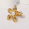 Simple Temperament Allmatch Flower Ring For Women Stainless Steel With French Cold Style And Electroplating