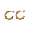 Simple Temperament Cshaped Women's Earrings In Stainless Steel With Diamond Plating And Geometric Design