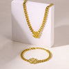 Simple Temperament Flower Stainless Steel Jewelry Bracelet And Necklace For Women With Electroplating Treatment