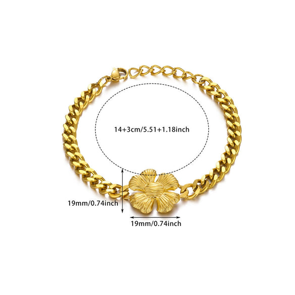 Simple Temperament Flower Stainless Steel Jewelry Bracelet And Necklace For Women With Electroplating Treatment