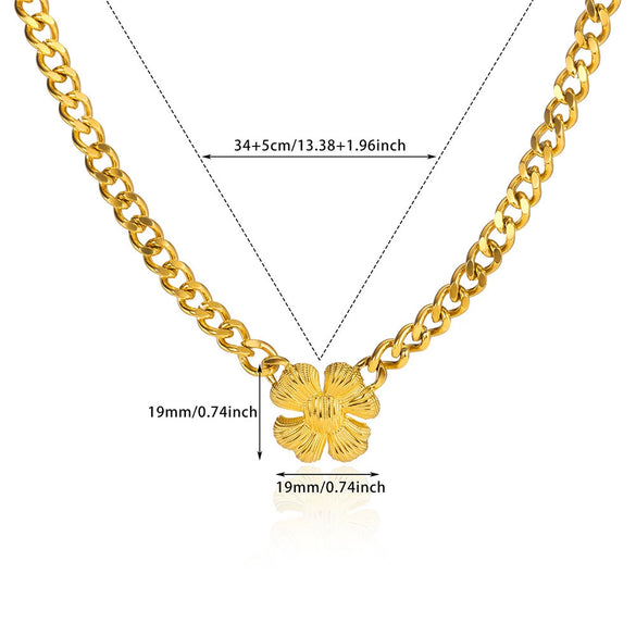 Simple Temperament Flower Stainless Steel Jewelry Bracelet And Necklace For Women With Electroplating Treatment
