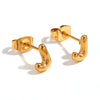 Simple Temperament Mini Bubble Letter Titanium Steel Earrings For Women 18K Gold Plated With Electroplating Process