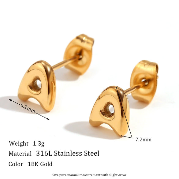 Simple Temperament Mini Bubble Letter Titanium Steel Earrings For Women 18K Gold Plated With Electroplating Process