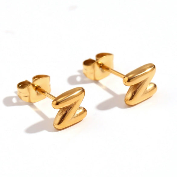 Simple Temperament Mini Bubble Letter Titanium Steel Earrings For Women 18K Gold Plated With Electroplating Process