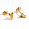 Simple Temperament Mini Bubble Letter Titanium Steel Earrings For Women 18K Gold Plated With Electroplating Process