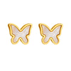 Simple Temperament White Shellfish Butterfly Women's Accessories Chain Bracelet Earrings Necklace Set In Stainless Steel With Insect Pattern And Electroplating