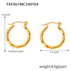 Simple Thin Bamboo Opening Necklace Bracelet Earrings Set In Titanium Steel With Slub Pattern And 18K Gold Plated Electroplating Unisex