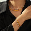 Simple Thin Bamboo Opening Necklace Bracelet Earrings Set In Titanium Steel With Slub Pattern And 18K Gold Plated Electroplating Unisex