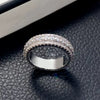 Simple Three Row Diamond Ring Women's Light Luxury Alloy Jewelry With Electroplating