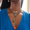Simple Titanium Steel And Stainless Steel Necklace With Natural Baroque Pearl And Geometric Devil's Eye Pendant Electroplated