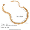 Simple Titanium Steel And Stainless Steel Plated 18K Gold Leaves Fishtail Chain Bracelet Anklet Necklace Set With Geometric Design And Electroplating Treatment