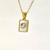 Simple Titanium Steel Constellation Square Shell Pendant Necklace Jewelry