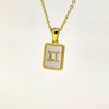 Simple Titanium Steel Constellation Square Shell Pendant Necklace Jewelry