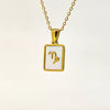 Simple Titanium Steel Constellation Square Shell Pendant Necklace Jewelry