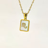 Simple Titanium Steel Constellation Square Shell Pendant Necklace Jewelry