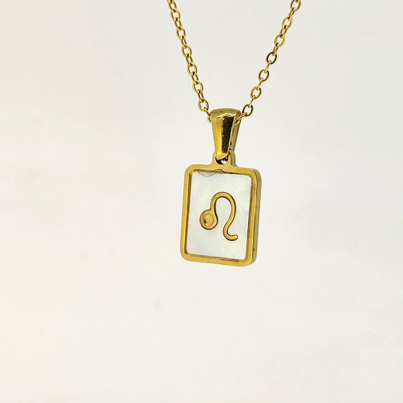 Simple Titanium Steel Constellation Square Shell Pendant Necklace Jewelry