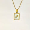 Simple Titanium Steel Constellation Square Shell Pendant Necklace Jewelry