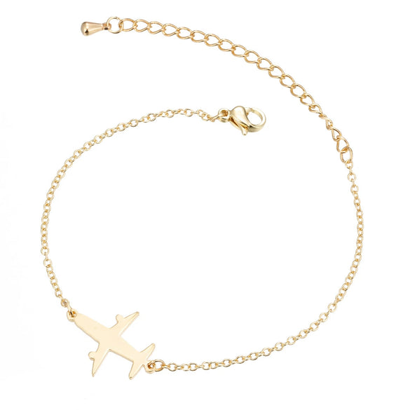 Simple Titanium Steel Couple Bracelet With Gold Inlaid Cartoon Character Design For Women And Men